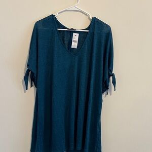 Lane Bryant Blue V-Neck shear blouse